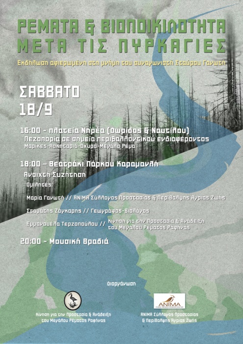 ΡΕΜΑΤΑ ΚΑΙ ΒΙΟΠΟΙΚΙΛΟΤΗΤΑ ΜΕΤΑ ΤΙΣ ΠΥΡΚΑΓΙΕΣ: Εκδήλωση αφιερωμένη στη μνήμη του συναγωνιστή Σταύρου Γανωτή