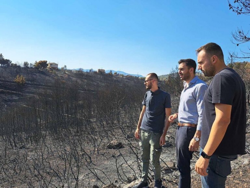 Επίσκεψη του Μανώλη Χριστοδουλάκη στις πυρόπληκτες περιοχές της Βορειοανατολικής Αττικής