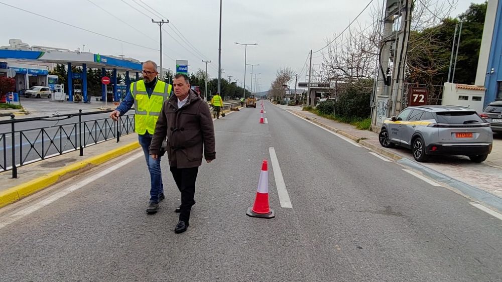 Αυτοψία Δαμάσκου στις εργασίες στη Λεωφόρο Μαραθώνος